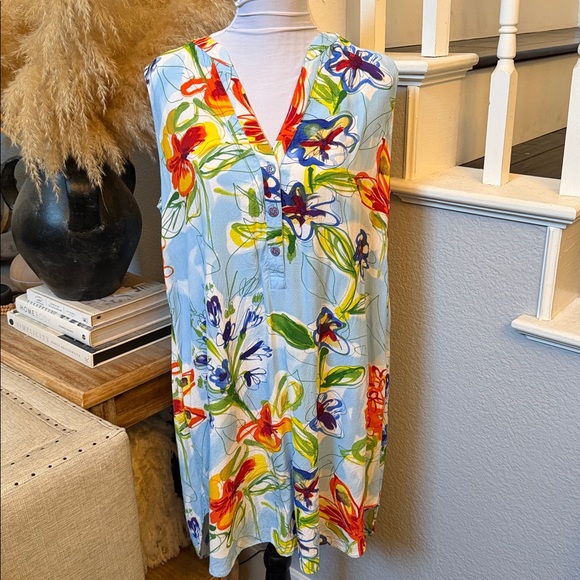 Jams World Vintage Hawaii Multicolored Half-Button Dress Size L - Picture 2 of 8